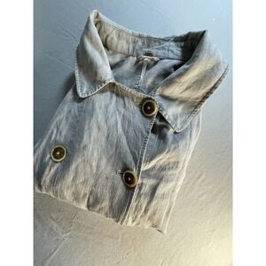 Free People Jacket Womens Small Beige Linen Blend Double Breasted Slouchy